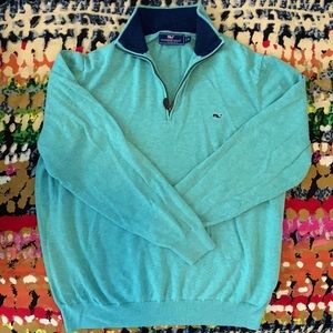 Vineyard Vines quarter zip sweater, mint green, size medium